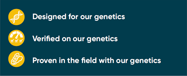 designed, verified, proven to work on Pioneer genetics
