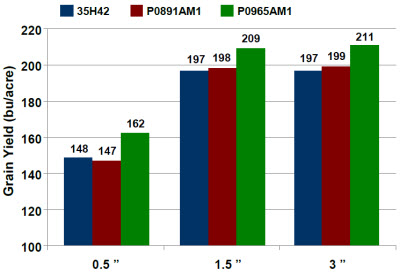 Corn product yield response to planting depth in 2011 and 2012