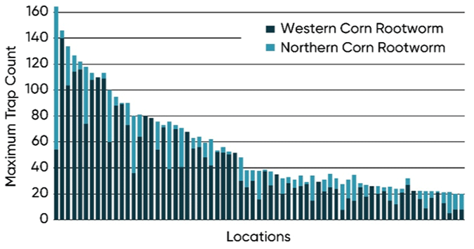 Chart - Species compositions for high and moderate population locations across northern Illinois in 2020.