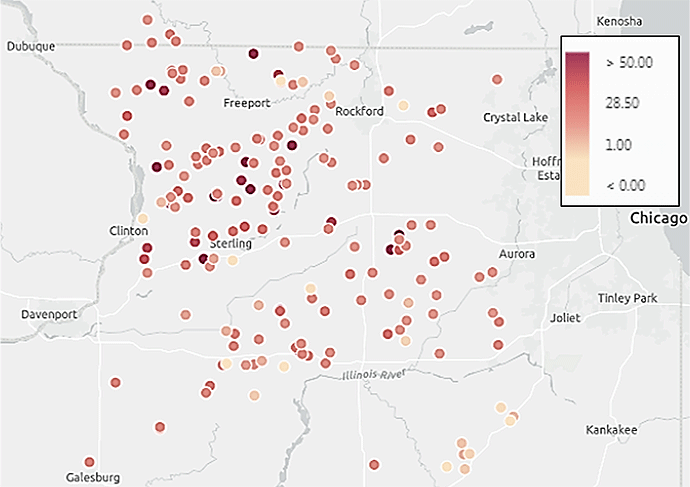 Map - CRW populations observed at regional trapping locations.