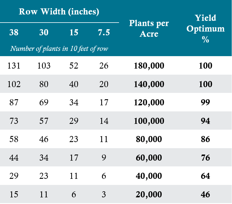 Chart - Soybean stand reduction yield loss.