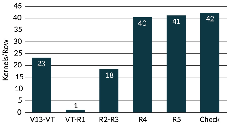 Chart - Shade treatment effects on corn kernels per row.