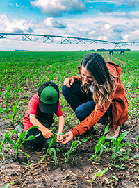 Photo - Woman and son working in corn field