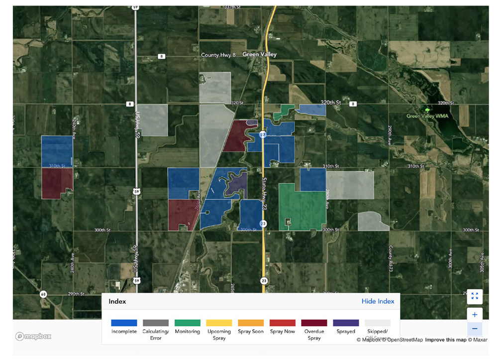 Fungicide timing - dashboard map view
